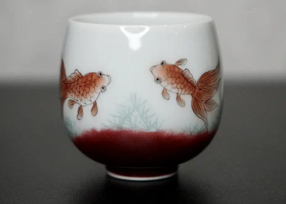 Пиала «Рыбы» № 99, керамика Цзиндэчжэнь, 111 мл