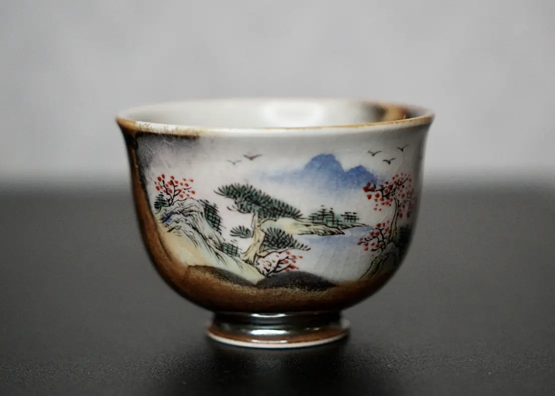 Пиала «Пейзаж» № 50, керамика Цзиндэчжэнь, 75 мл