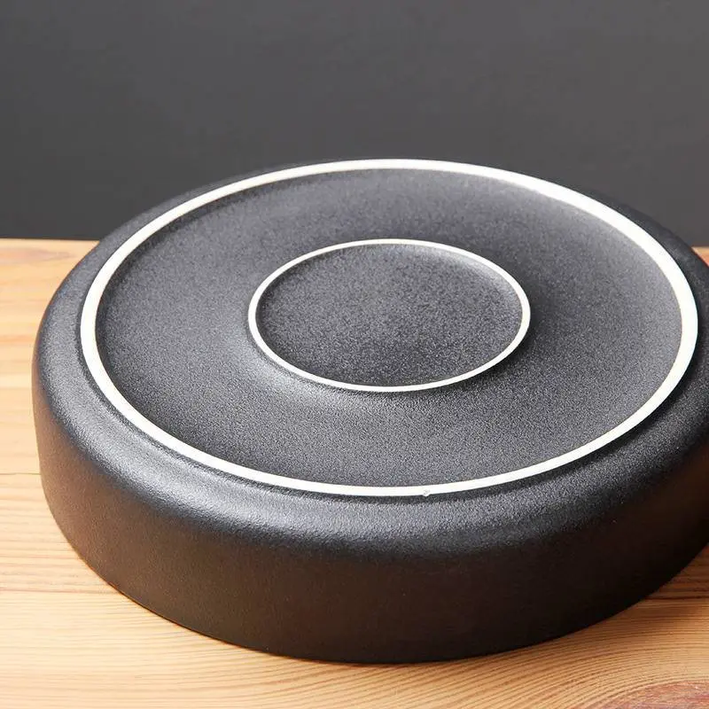 Круглая чабань из чёрной керамики и бамбука № 2