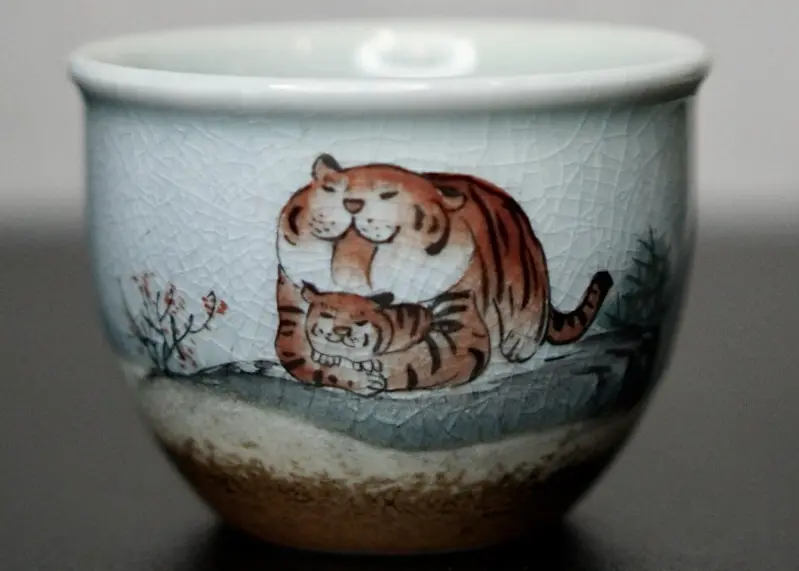 Пиала «Тигры» № 89, керамика Цзиндэчжэнь, 114 мл