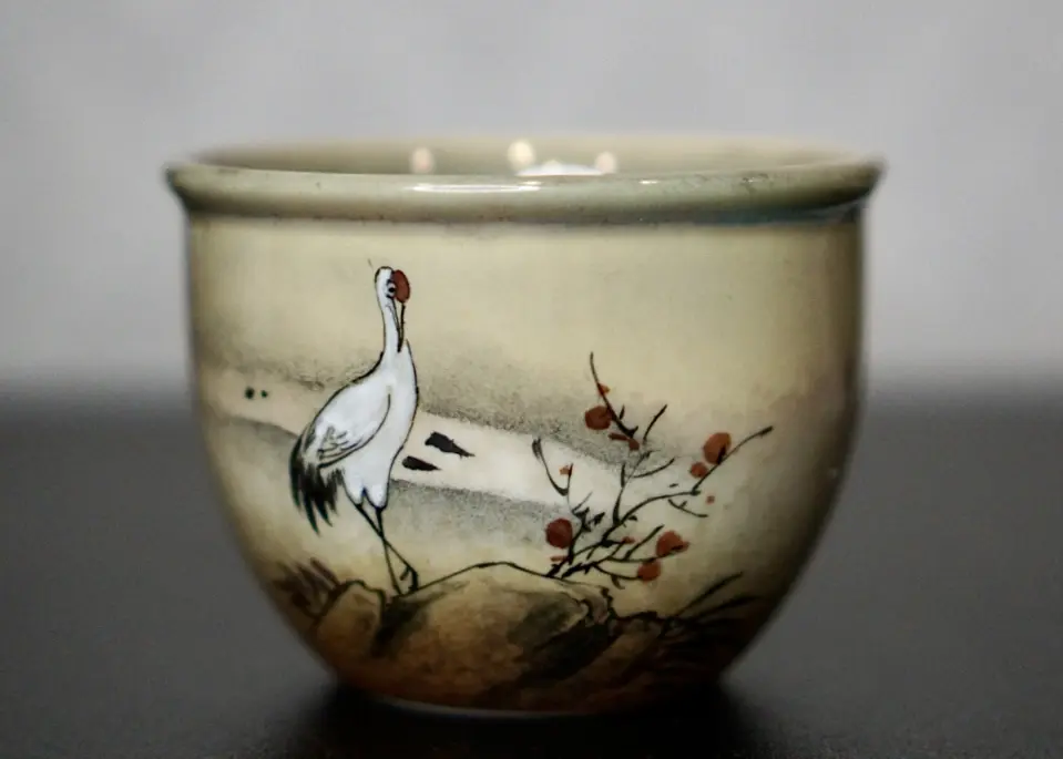 Пиала «Журавль» № 97, керамика Цзиндэчжэнь, 121 мл
