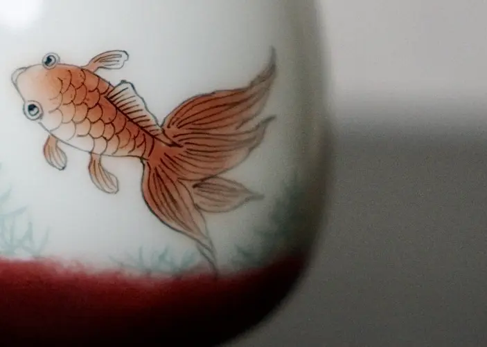 Пиала «Рыбы» № 99, керамика Цзиндэчжэнь, 111 мл