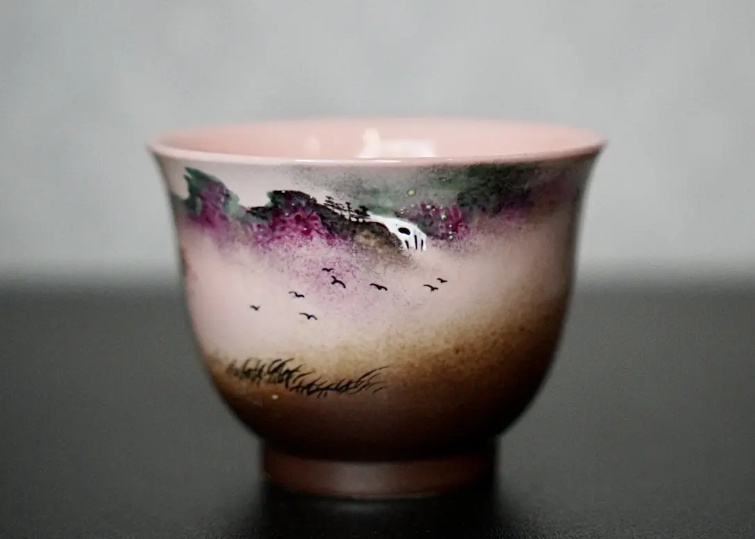 Пиала «Пейзажные Штрихи» № 92, керамика Цзиндэчжэнь, 118 мл