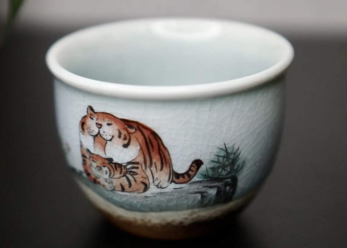 Пиала «Тигры» № 89, керамика Цзиндэчжэнь, 114 мл