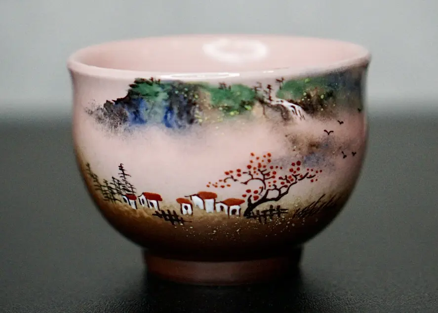 Пиала «Домики» № 53, керамика Цзиндэчжэнь, 100 мл