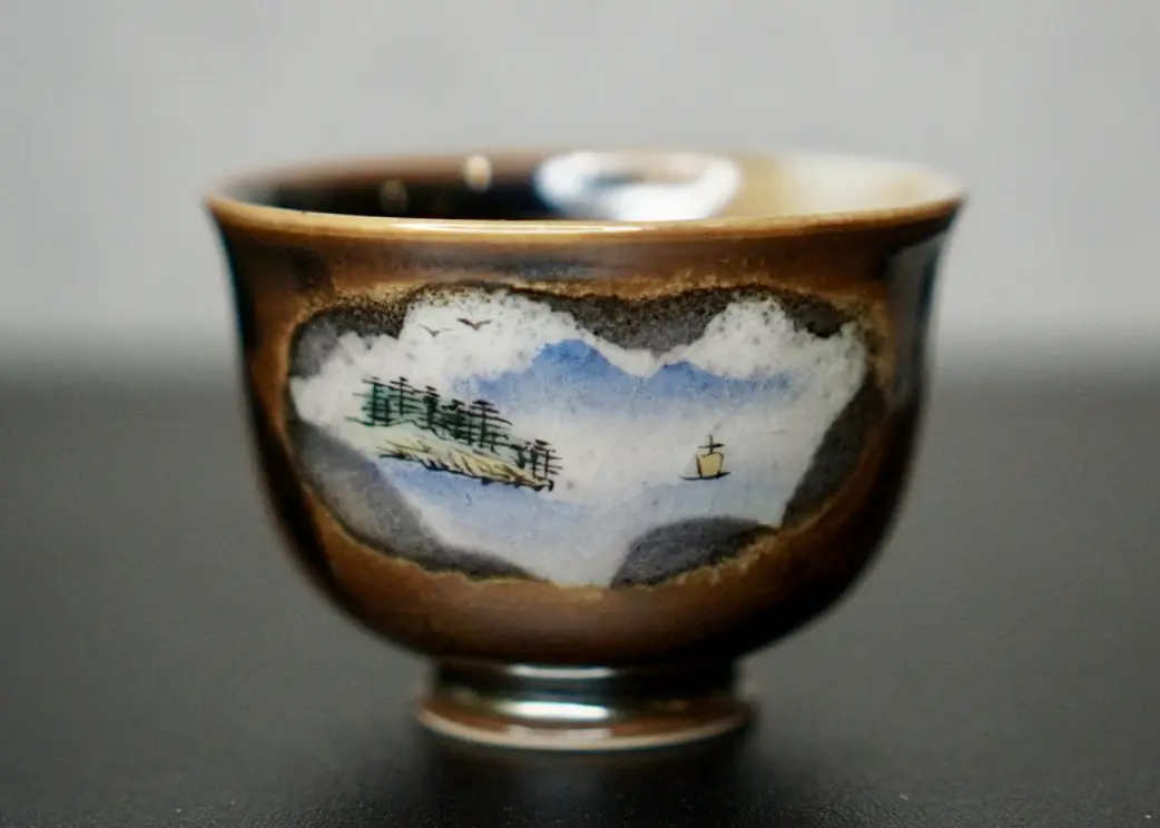 Пиала «Пейзаж» № 50, керамика Цзиндэчжэнь, 75 мл