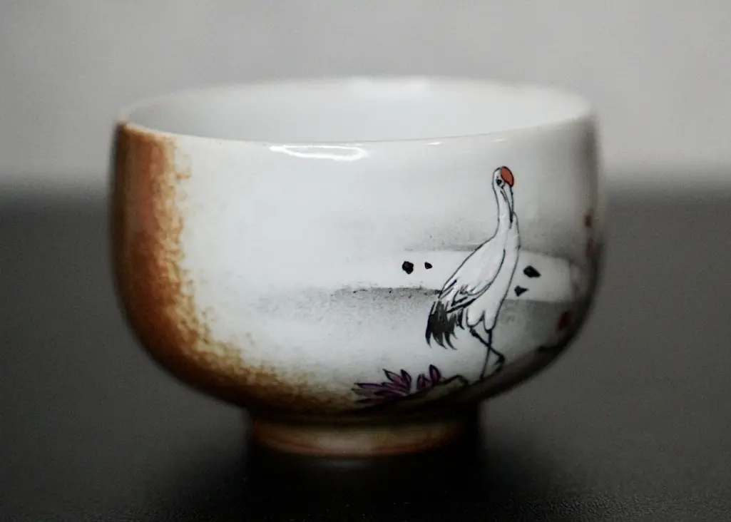 Пиала «Журавль» № 91, керамика Цзиндэчжэнь, 110 мл