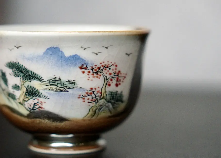 Пиала «Пейзаж» № 50, керамика Цзиндэчжэнь, 75 мл