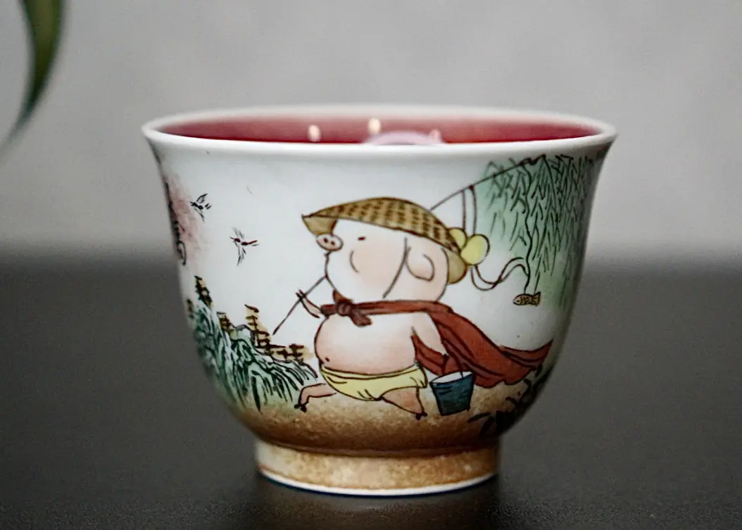 Пиала «Свинка» № 58, керамика Цзиндэчжэнь, 127 мл