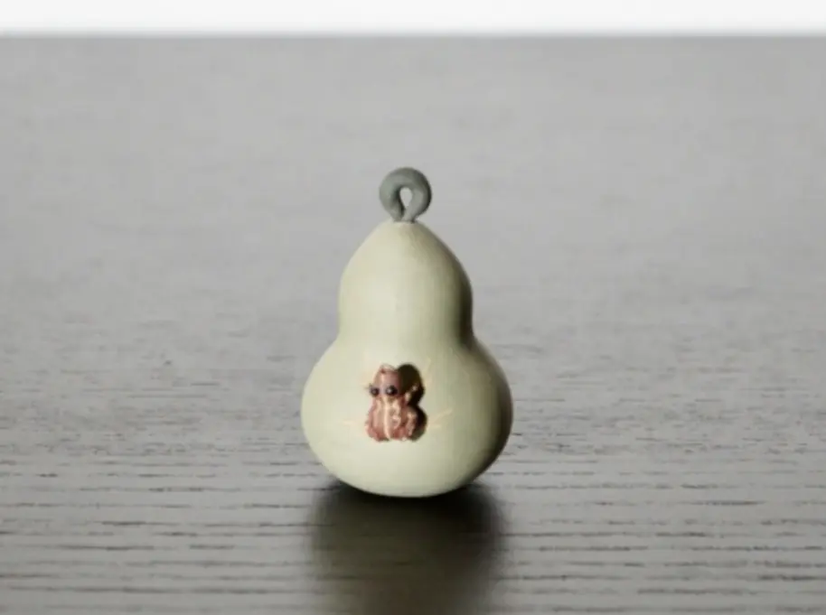 Чайная фигурка «Лягушка на горлянке» № 6, исинская глина