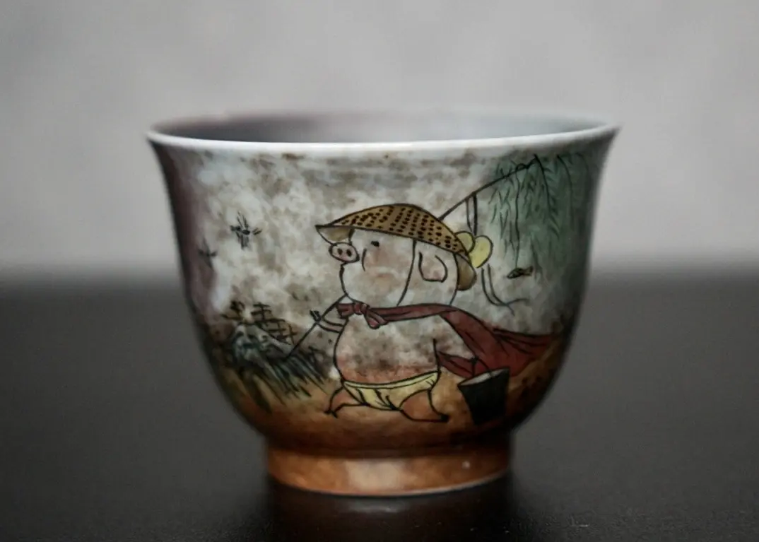 Пиала «Свинка» № 69, керамика Цзиндэчжэнь, 132 мл