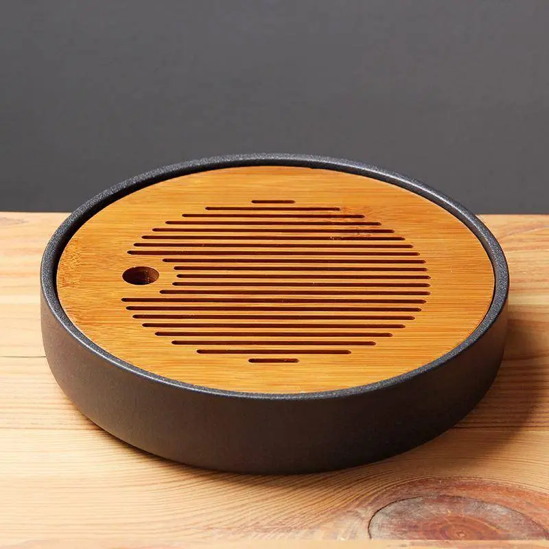 Круглая чабань из черной керамики и бамбука