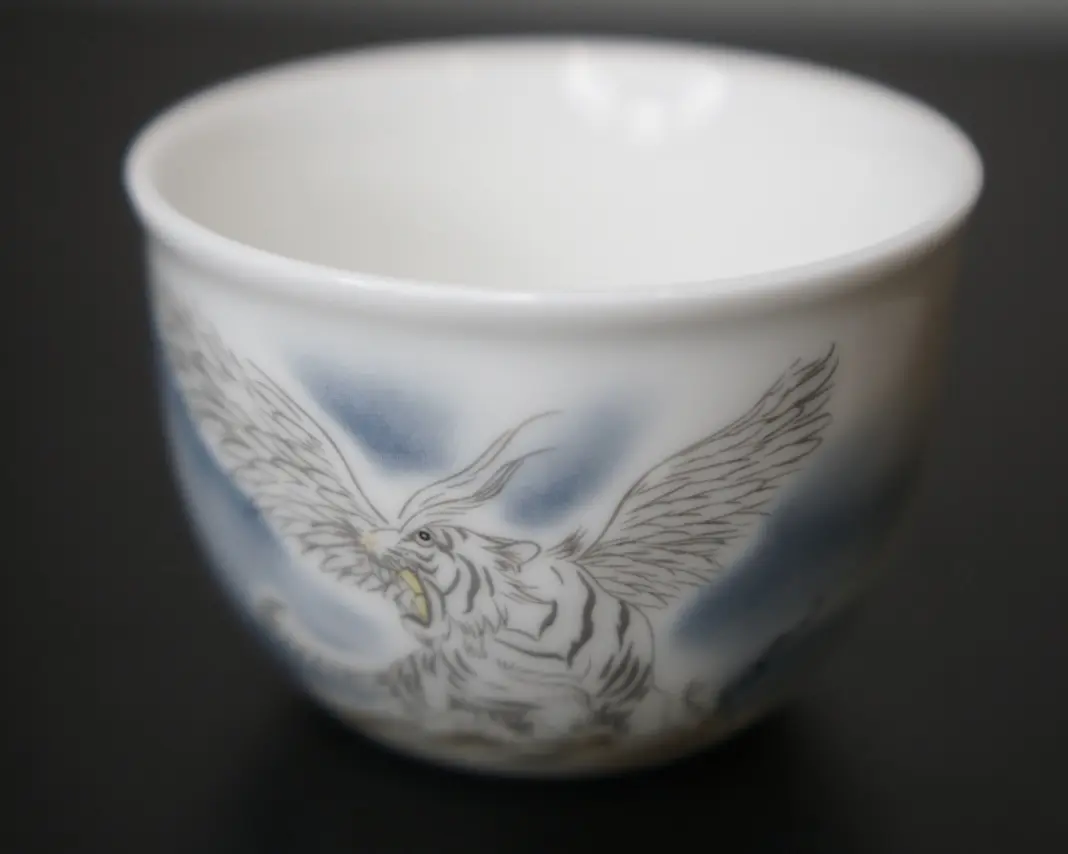 Пиала «Белый Тигр» № 32, фарфор Цзиньдэчжень, 130 мл