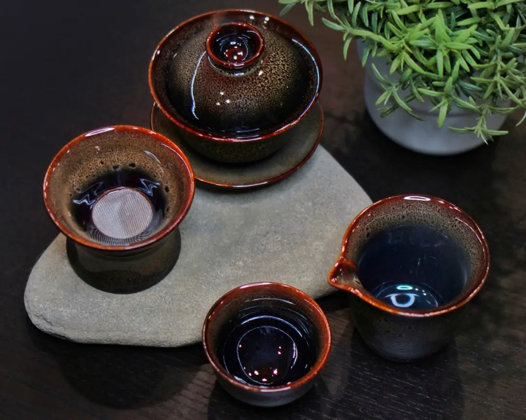 Подарочный чайный набор посуды № 3 | Коричневый