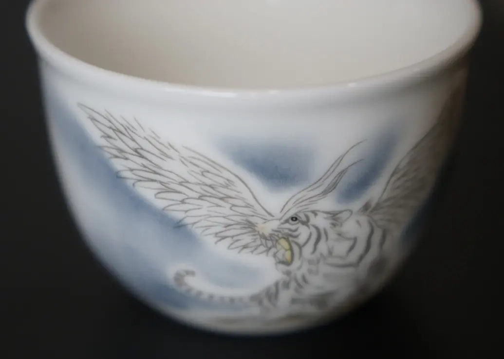 Пиала «Белый Тигр» № 32, фарфор Цзиньдэчжень, 130 мл
