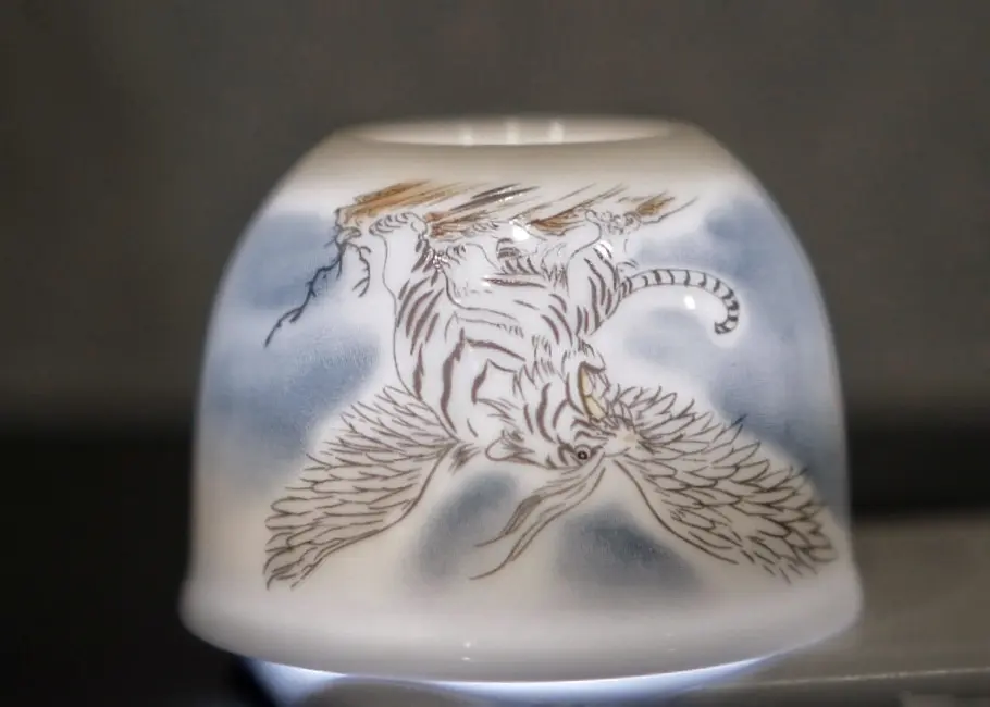 Пиала «Белый Тигр» № 32, фарфор Цзиньдэчжень, 130 мл