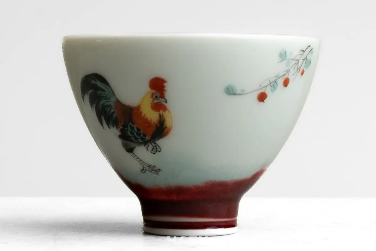 Пиала «Петух» № 64, керамика Цзиндэчжэнь, 86 мл