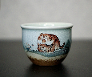 Пиала «Тигры» №89, керамика Цзиндэчжэнь, 114 мл