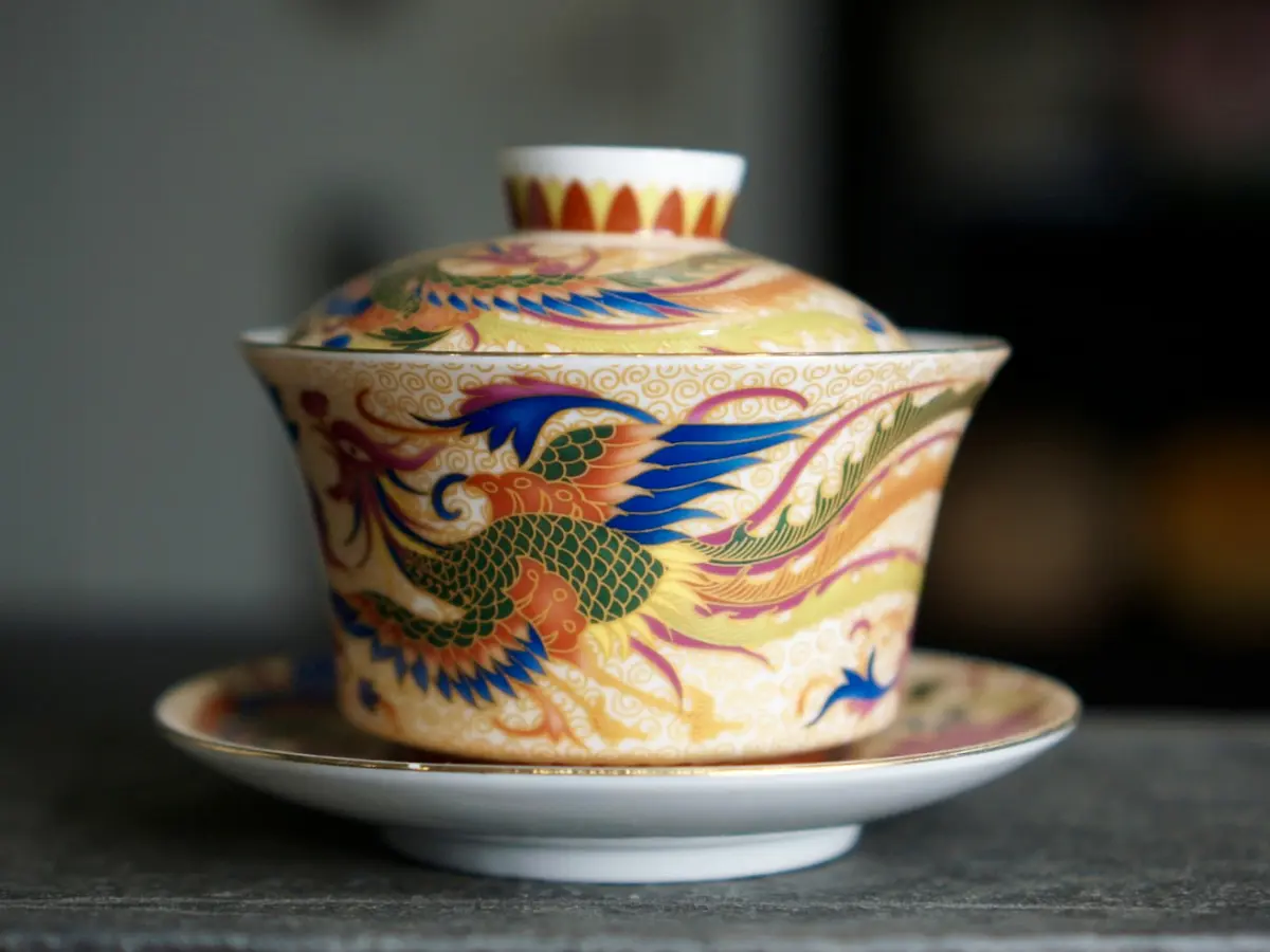 Гайвань «Дракон и павлин», фарфор Цзиндэчжэнь, 200 мл