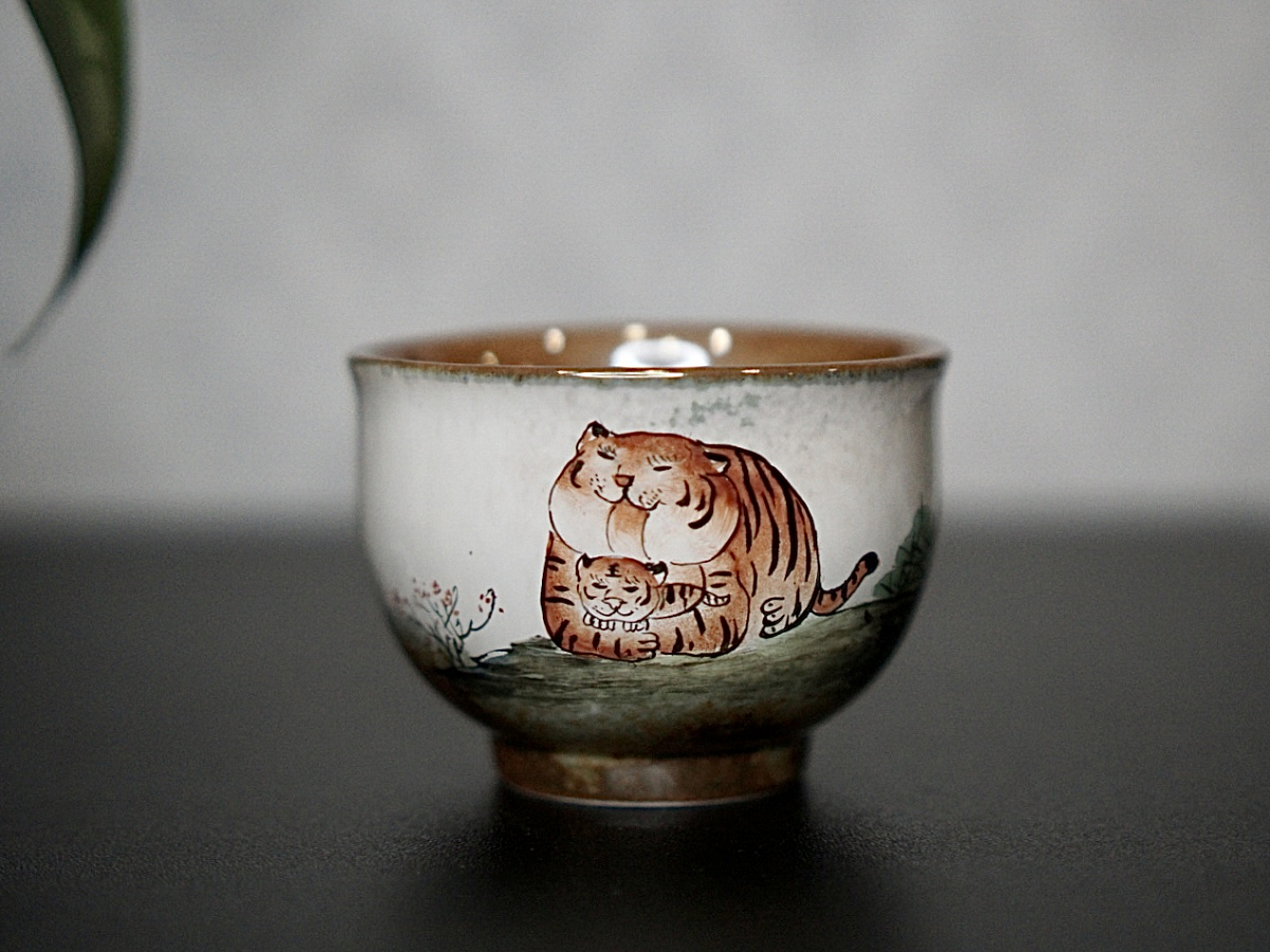 Пиала «Тигры» №90, керамика Цзиндэчжэнь, 95 мл