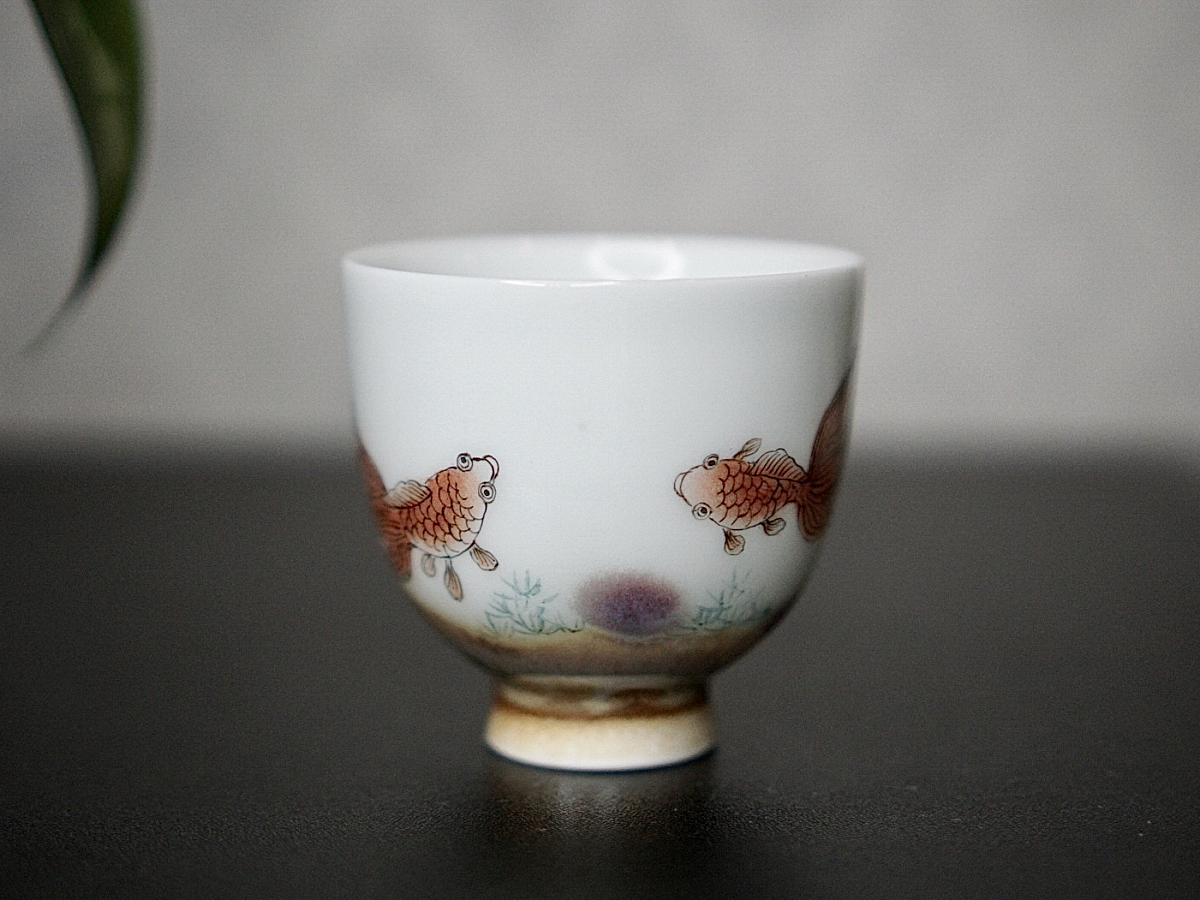Пиала «Рыбы» №76, керамика Цзиндэчжэнь, 109 мл