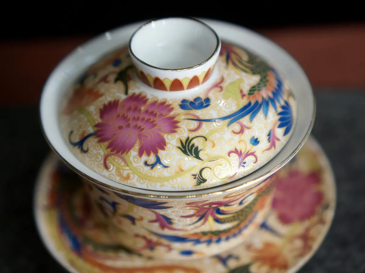 Гайвань «Дракон и павлин», фарфор Цзиндэчжэнь, 200 мл