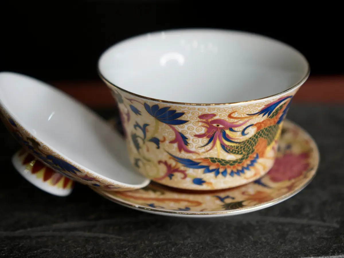 Гайвань «Дракон и павлин», фарфор Цзиндэчжэнь, 200 мл