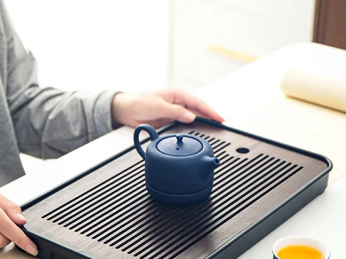 Бамбуковая чабань с пластиковым подносом № 23, размер 37х24х4 см.