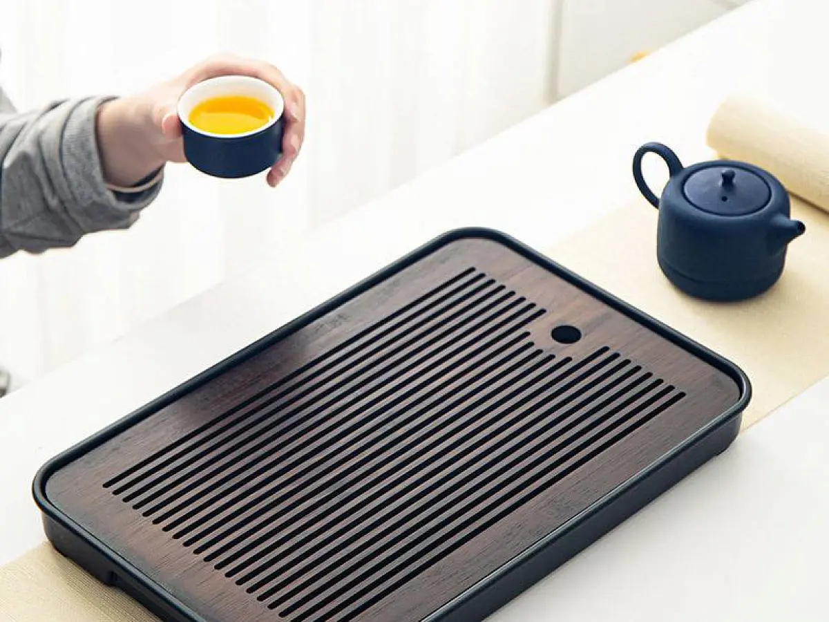 Бамбуковая чабань с пластиковым подносом № 23, размер 37х24х4 см.