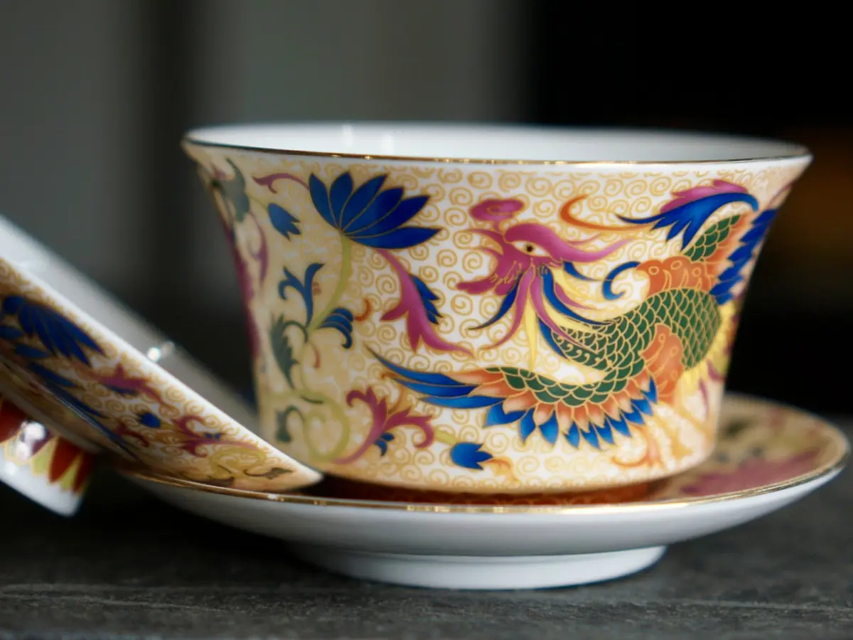 Гайвань «Дракон и павлин», фарфор Цзиндэчжэнь, 200 мл