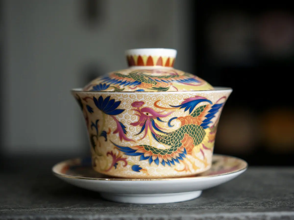 Гайвань «Дракон и павлин», фарфор Цзиндэчжэнь, 200 мл