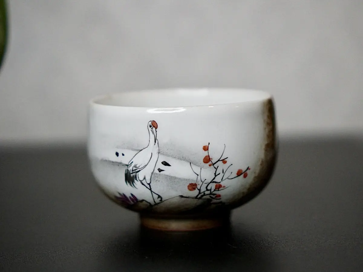 Пиала «Журавль» № 91, керамика Цзиндэчжэнь, 110 мл