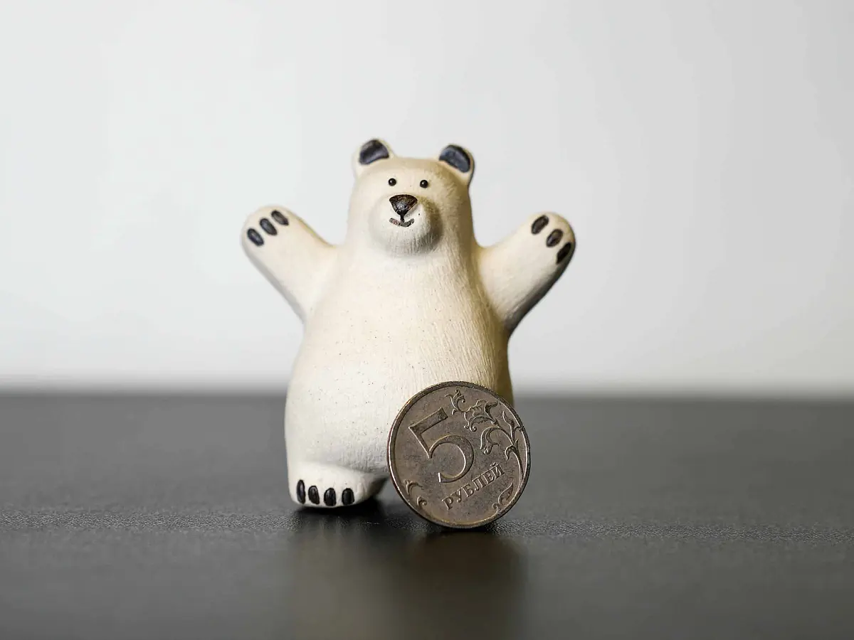 Чайная фигурка «Белый медведь» № 98, исинская глина