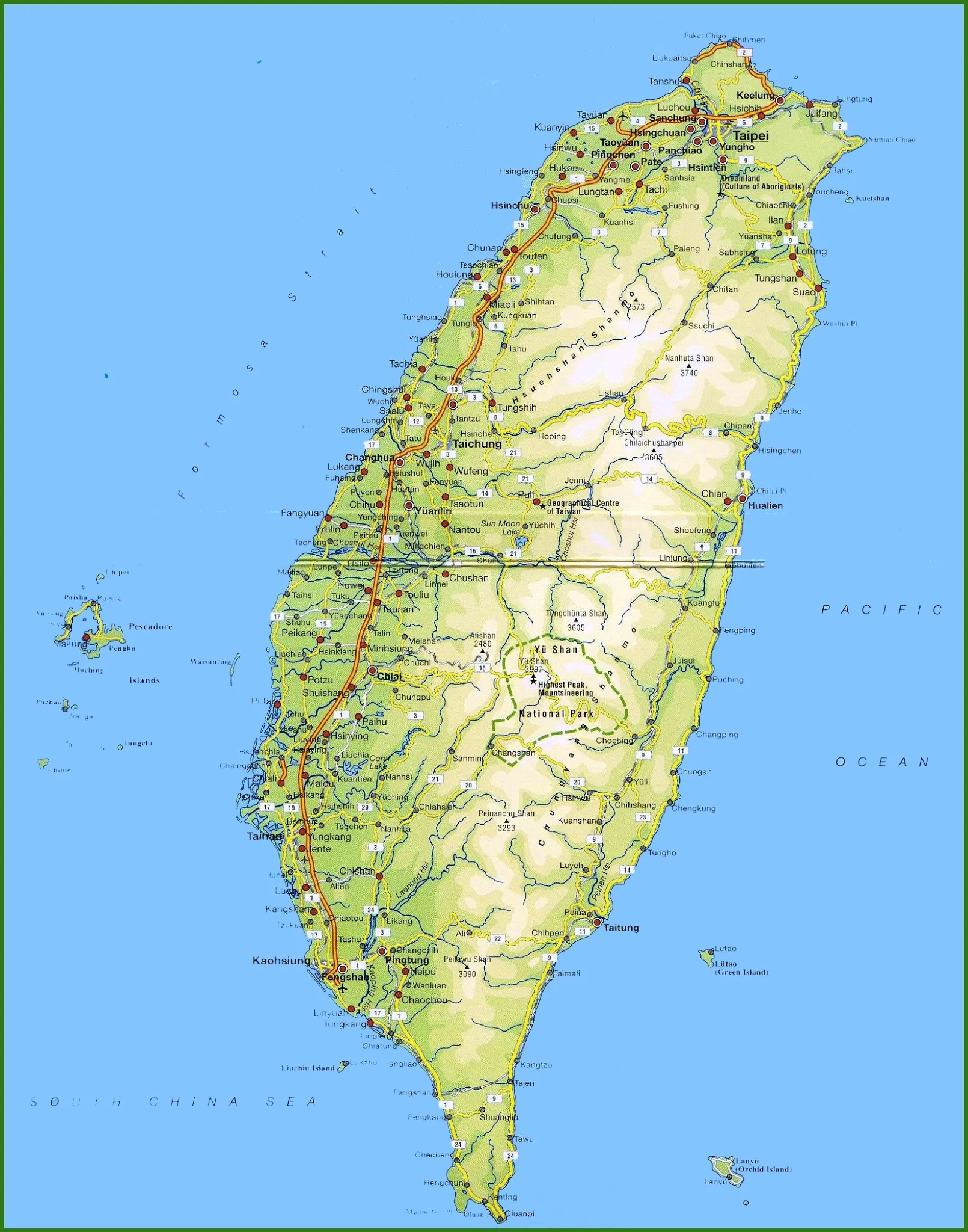 Карта о. Тайвань